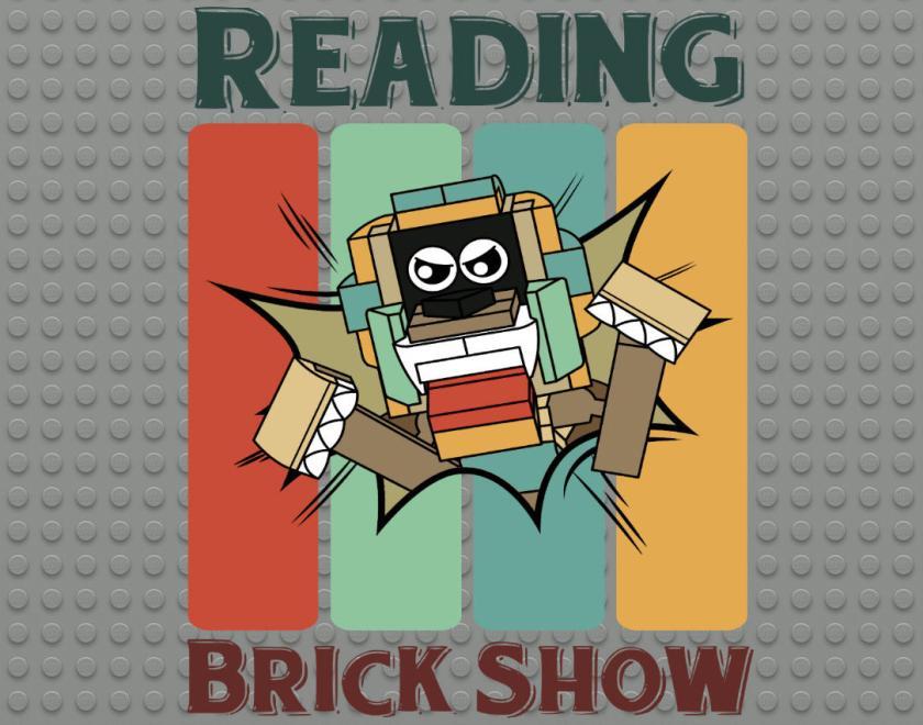 Reading Brick Show 2024 poster featurinf a lego lion burstng through an imaginary wall made of lego bricks