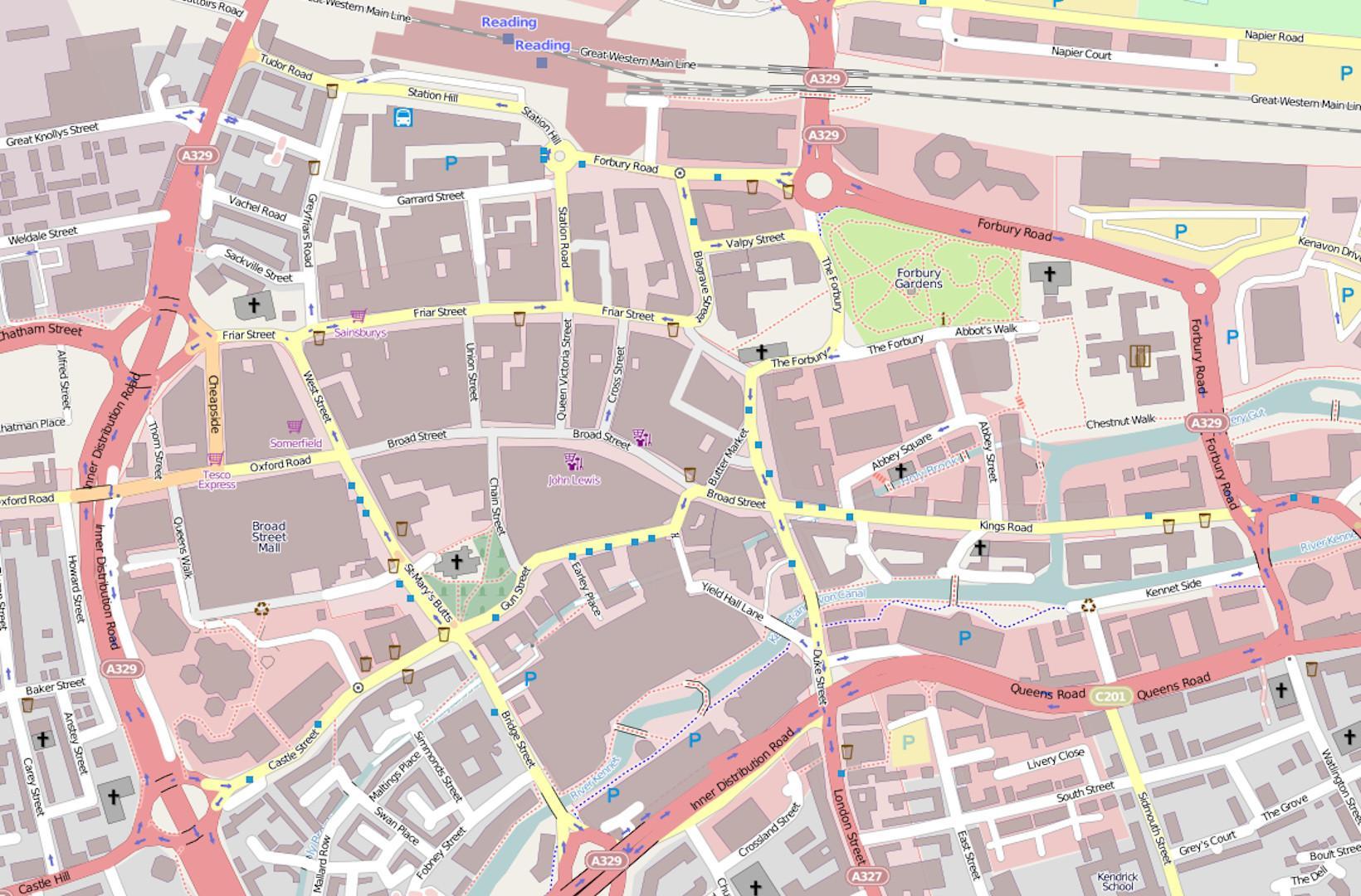 Map of Reading town centre