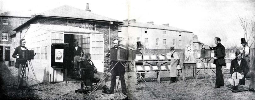 montage of photographs being taken and developed in Reading c.1844