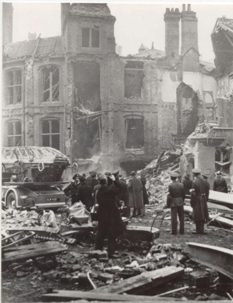 Aftermath of bombing in Reading on 10th February 1943