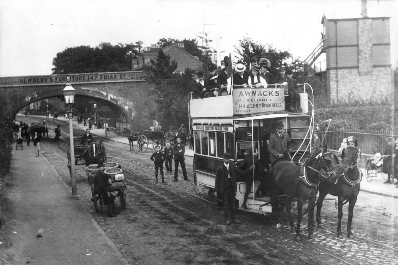 1893 Tram Oxford Rd near Reading West Bridge-Rdg-Mus-Pht