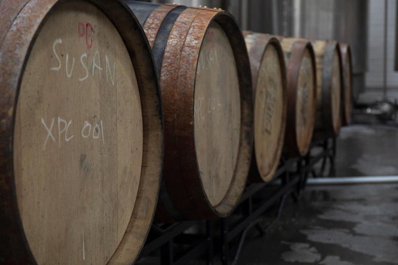 beer barrels at Phantom Brewery