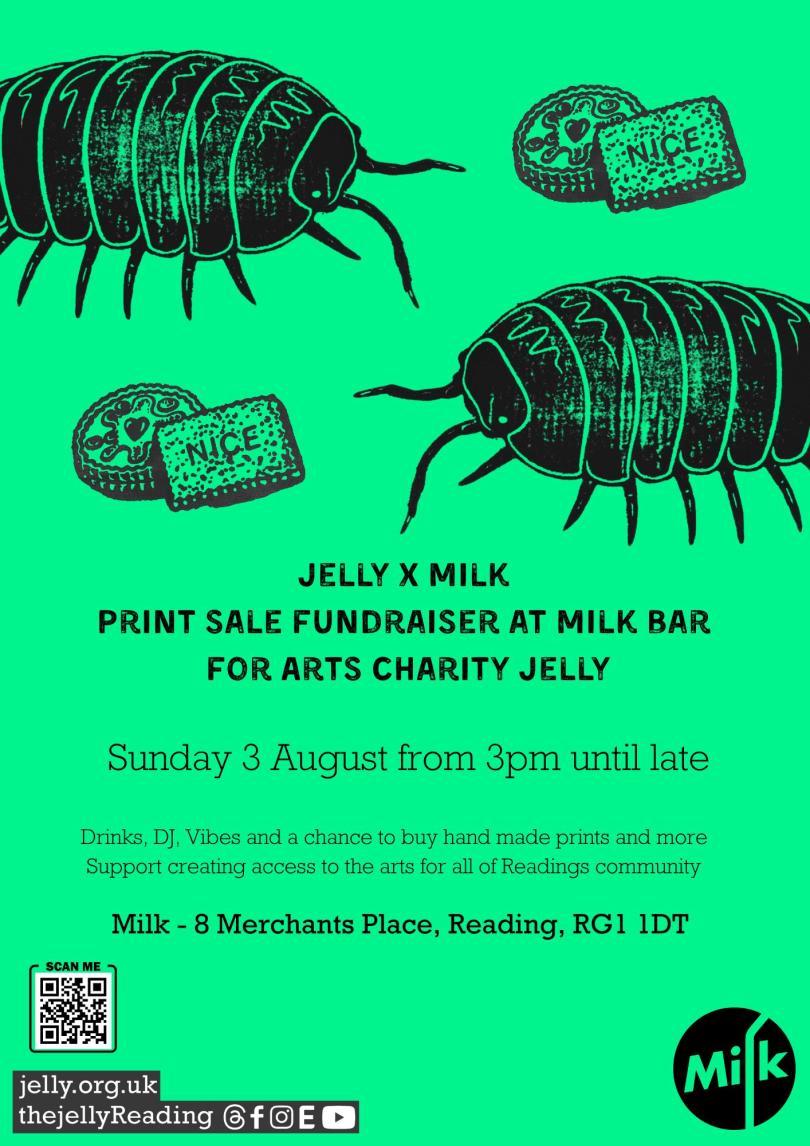 none green poster with printed woodlouse and biscuits