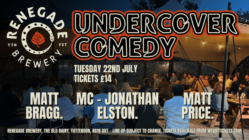A picture of the poster for the comedy night