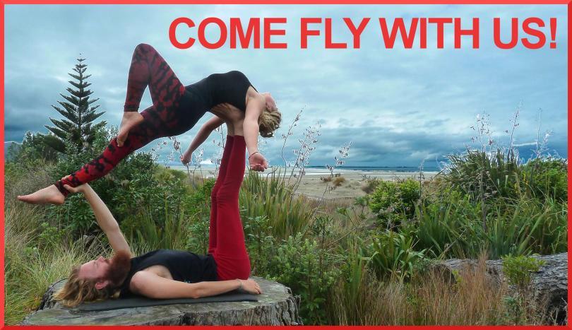 Two acrobats in an acrobatic pose