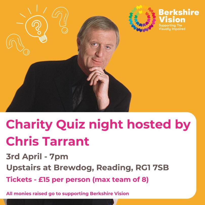 An image of Chris Tarrant on a yellow background with information detailing the event.