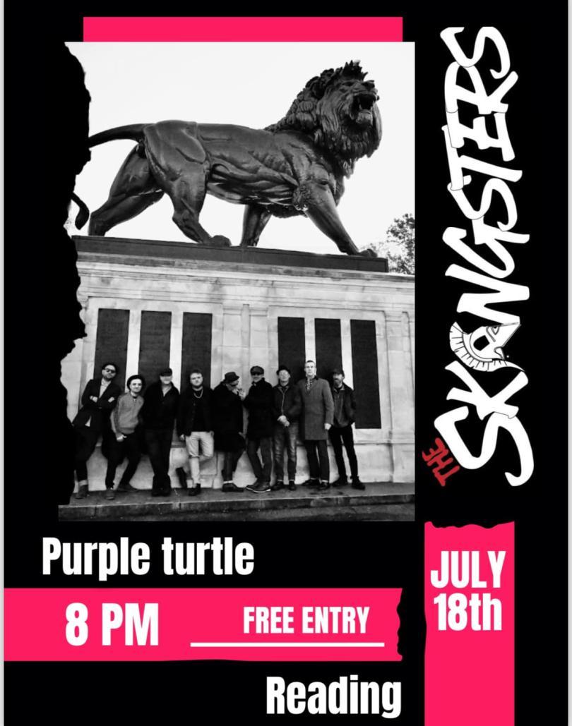 The Skangsters lined up against the Forbury Lion