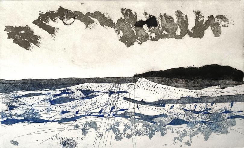 Collagraph print landscape by Isabel Carmona