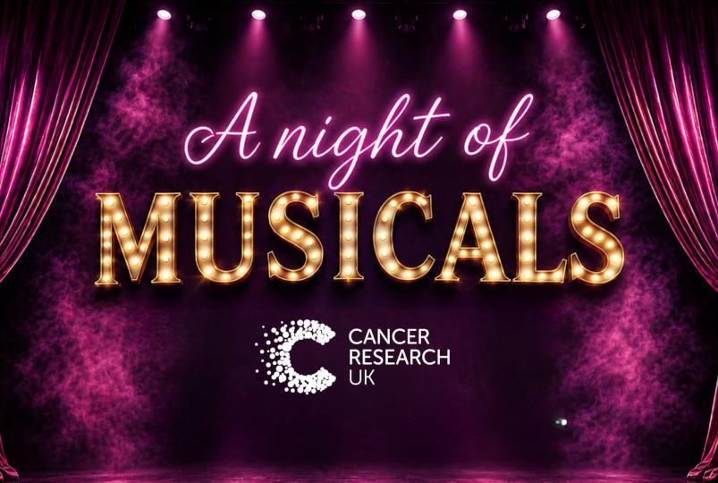 A Night of Musicals text against a purple backdrop