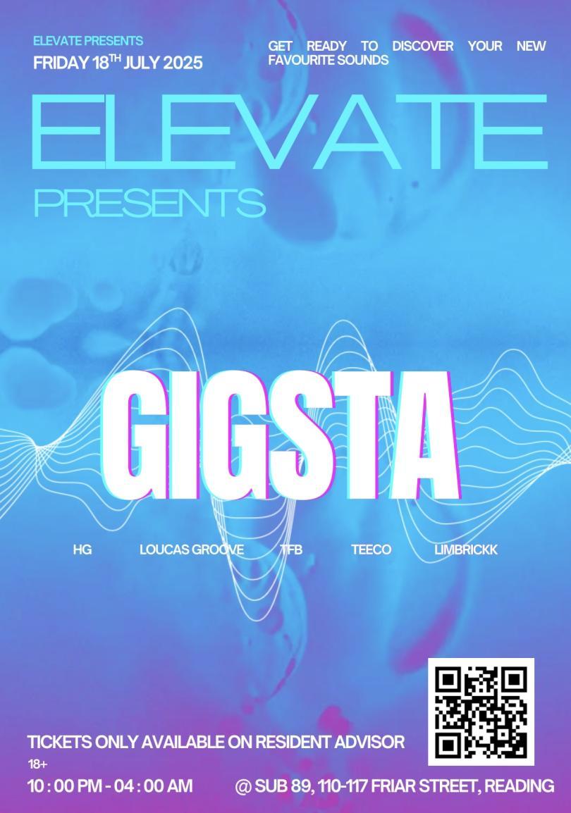 Elevate Presents Lineup Poster for 18/07/2025