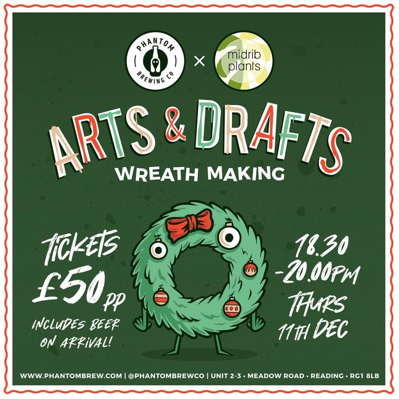 drawing of an anthropomorphic green wreath 