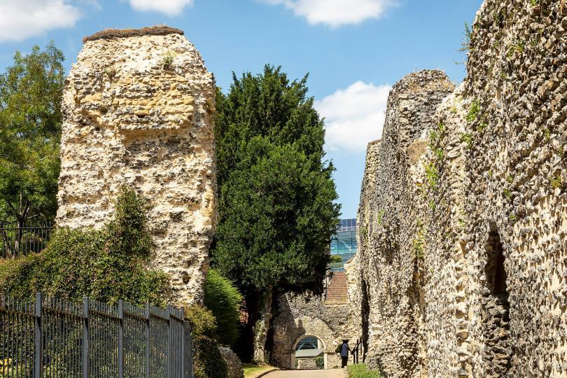 Abbey ruins surrounded by trees