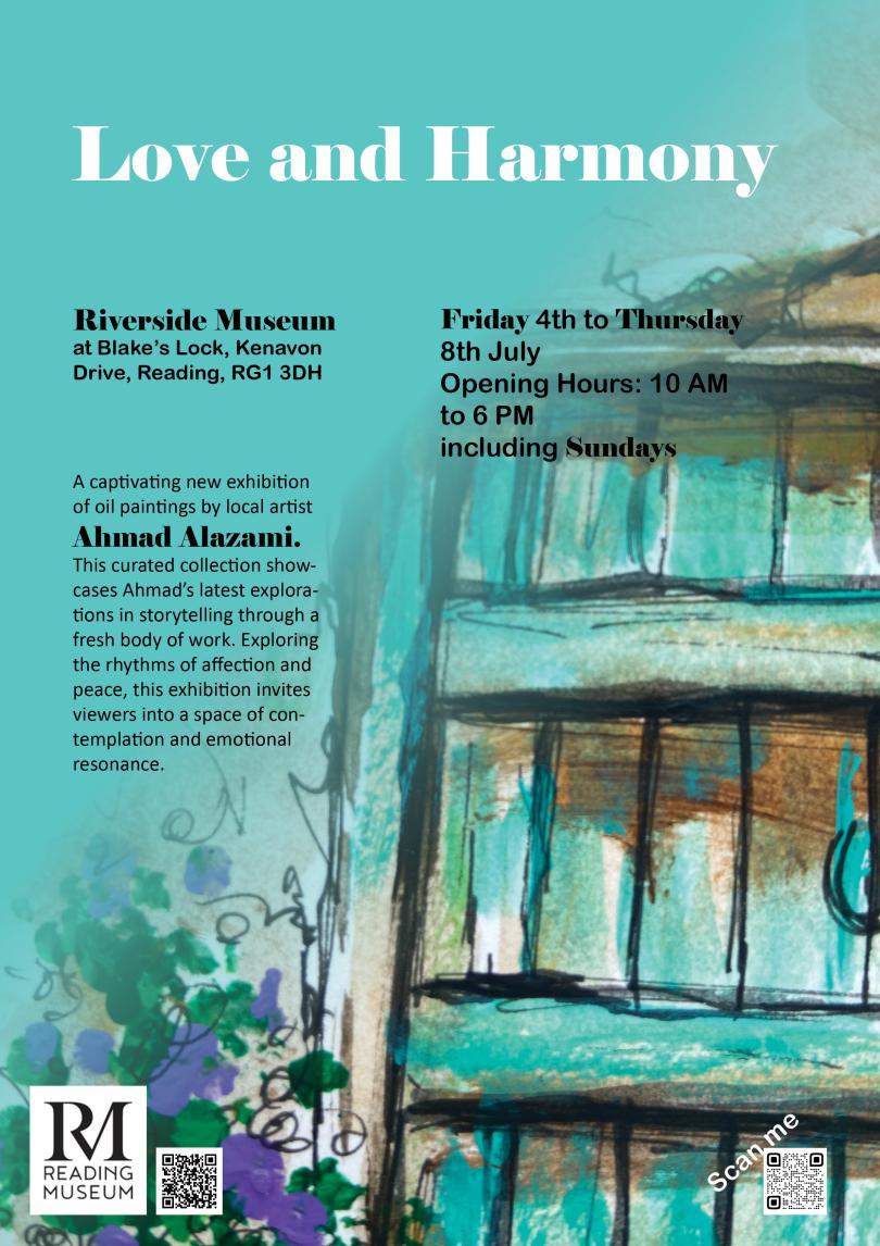 Love and Harmony poster with an image of a painting by artist Ahmad Alazami