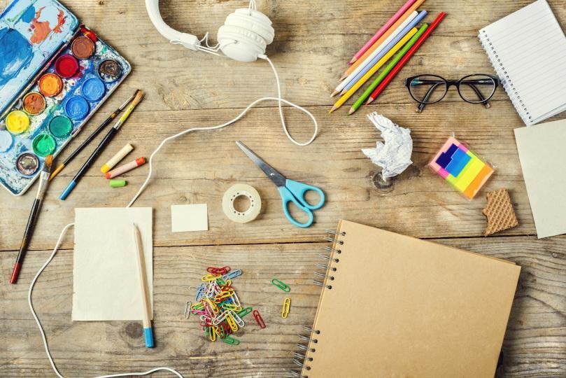 A picture of craft supplies on a table