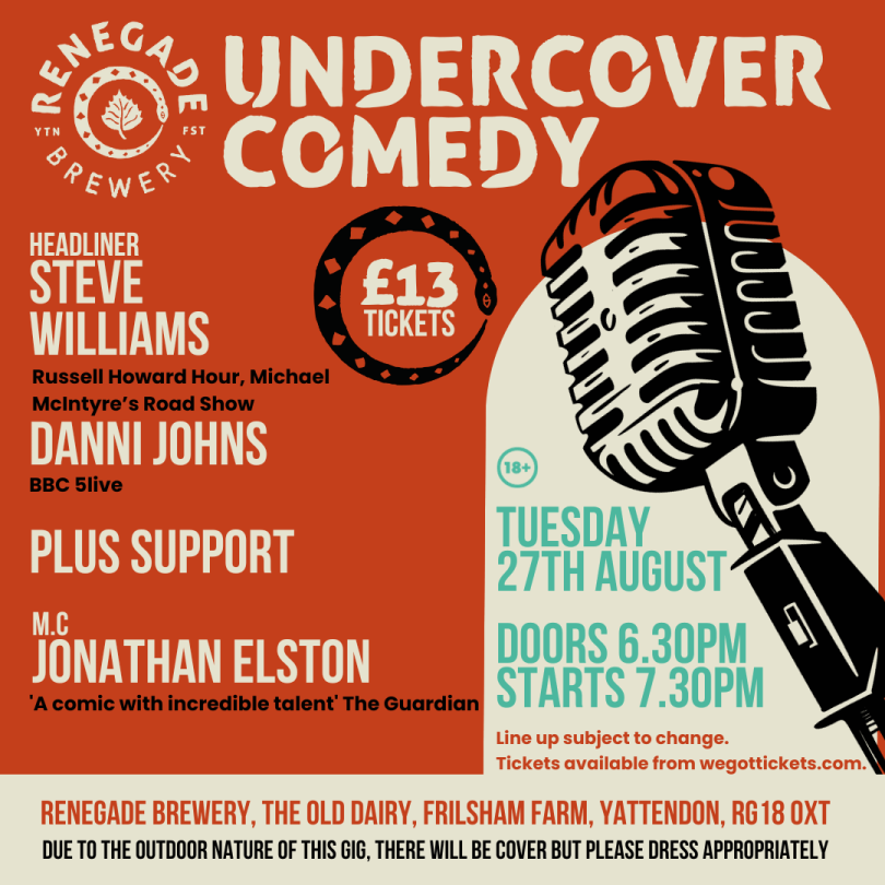 A picture of the poster for the comedy night