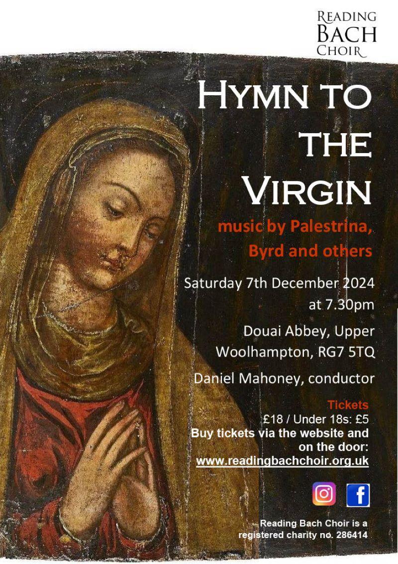 A poster giving details of the concert, featuring a 16th century image of the Virgin Mary