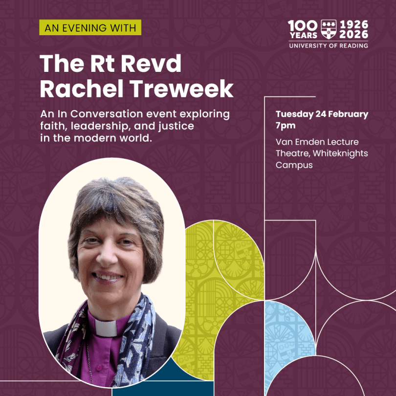 Headshot of The Rt Revd Rachel Treweek against a purple background