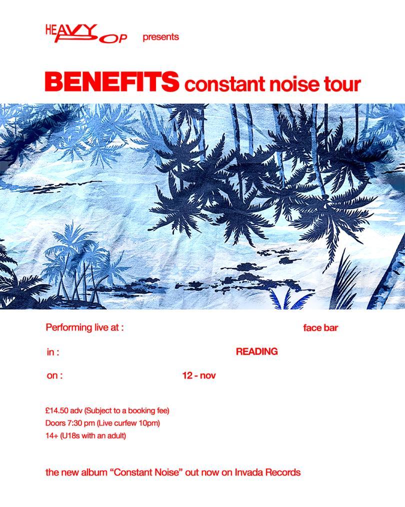 Benefits (punk duo)  with Reading electro legend Dan Le Sac at the Face bar artwork. Wed 12 Nov 