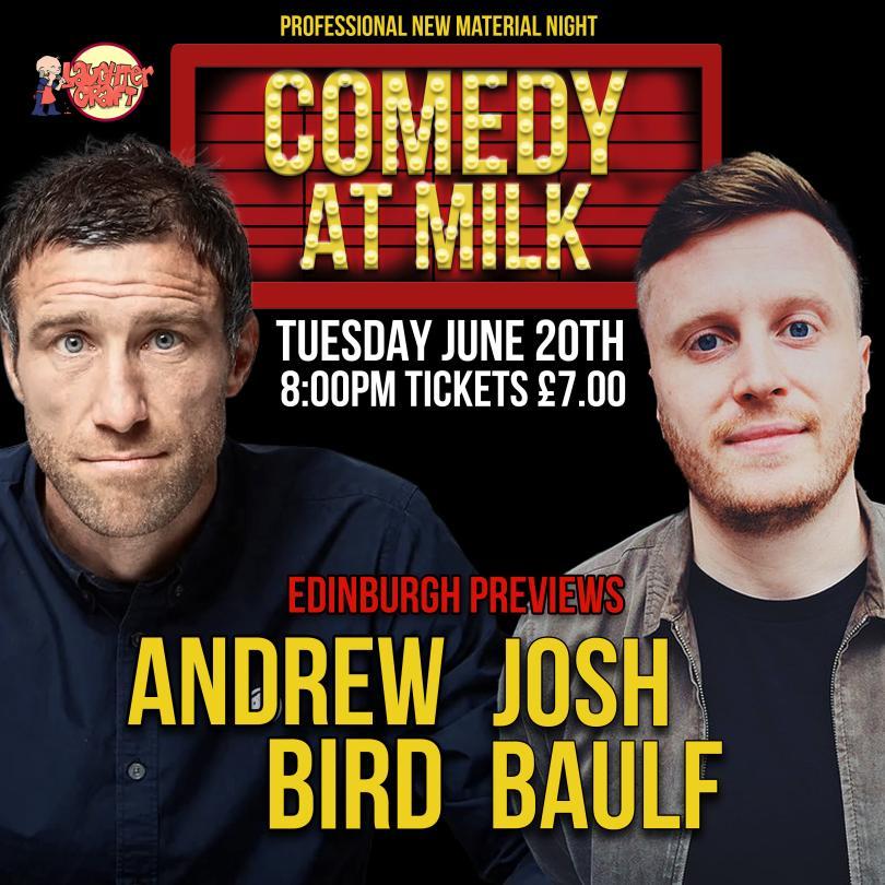A picture of the poster for the comedy night