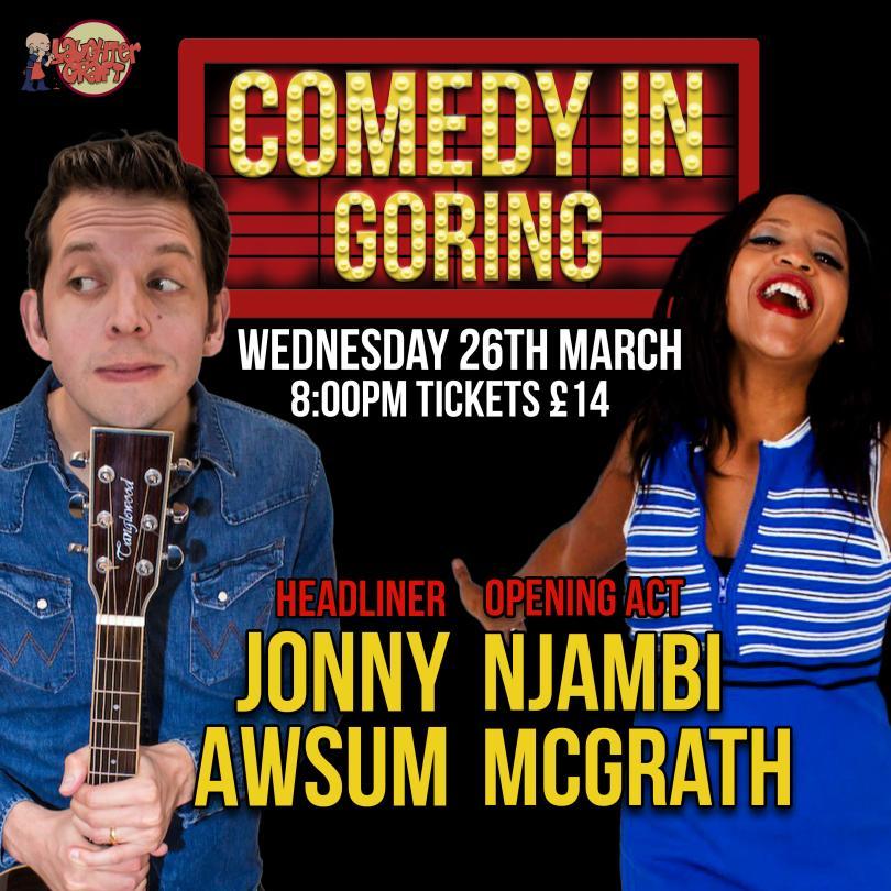 A picture of the poster for the comedy night