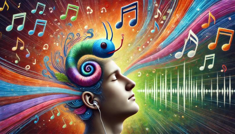 Abstract image of a person experiencing an ear worm