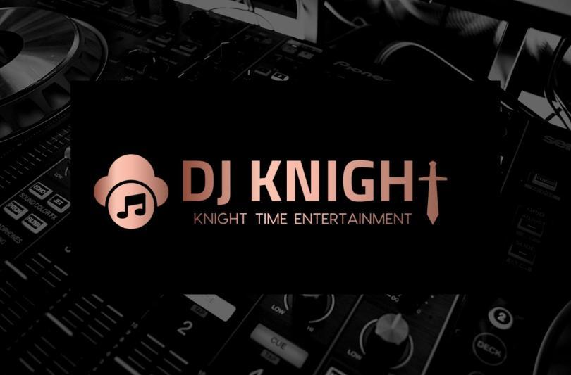 Image of black & white DJ deck with DJ Knight's logo on it at the Jazz Café, Reading