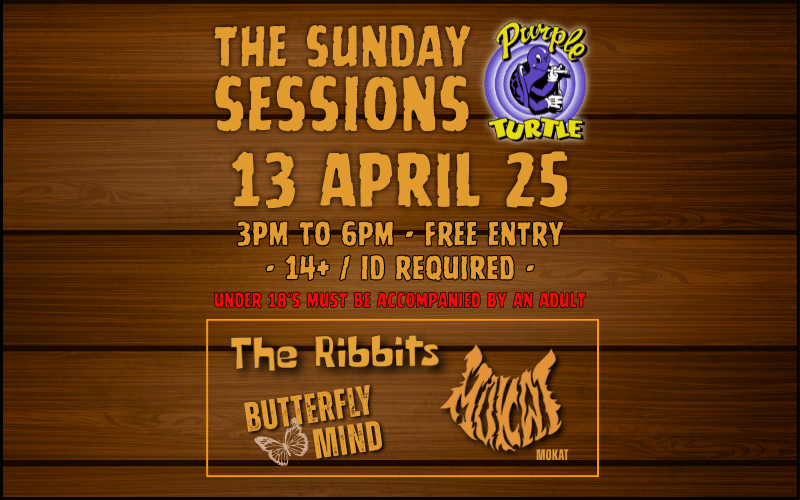 The Sunday Sessions.  Giving young bands the opportunity to play at The Turtle.  @theribbitsofficial @butterflymind.band @mokat.official  3pm FREE ENTRY / 14+ ID Required UNDER 18s MUST BE ACCOMPANIED BY AN ADULT #whatsonreading #purpleturtlerocks #readingmusicscene #purpleturtlereading @alt_berks @readingindielife   Are you between 16 and 19? In a band? Want to play at the The Purple Turtle?  Then get in touch on IG