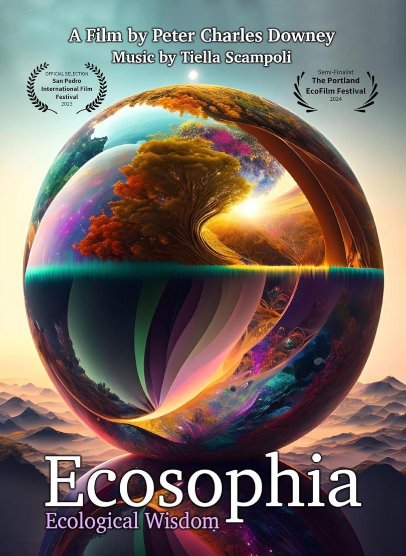 Ecosophia film poster featuring a stylised image of the Earth
