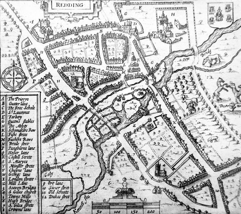 17th century map of Reading