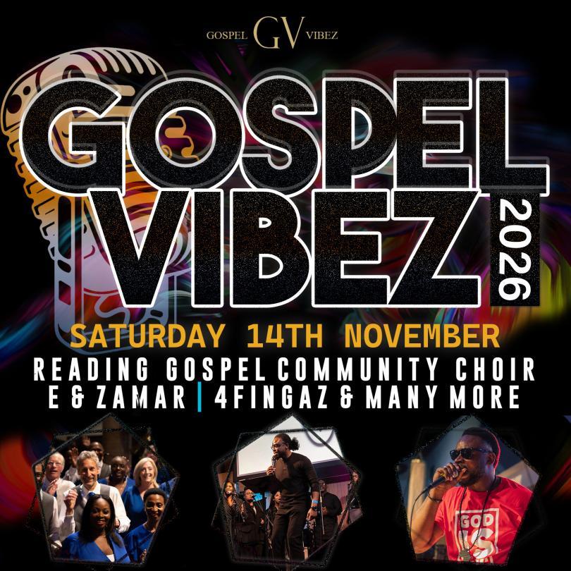 Gospel Vibez 2026 poster with headshots of some of the performers
