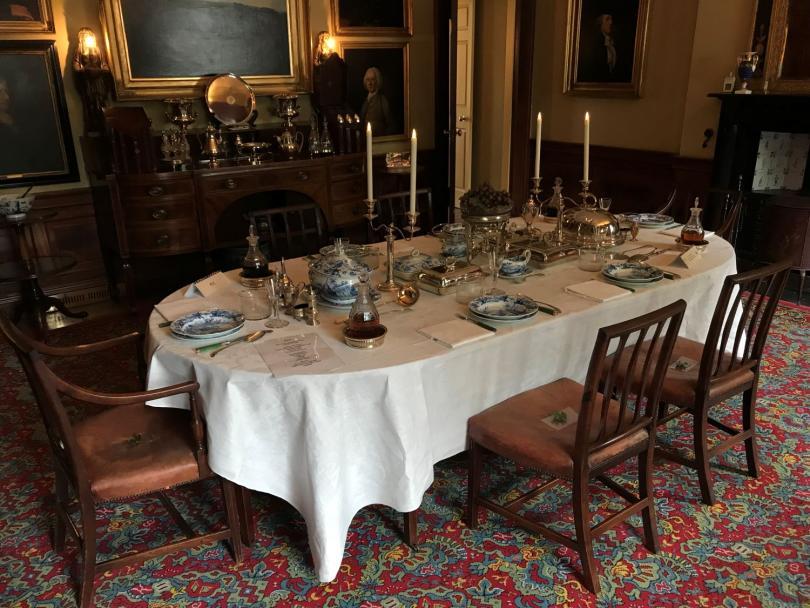 Dining table setting from Georgian times