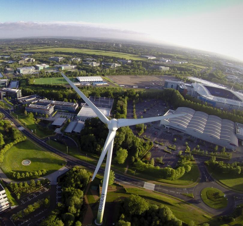 Aerial view of Green Park Wind Turbine