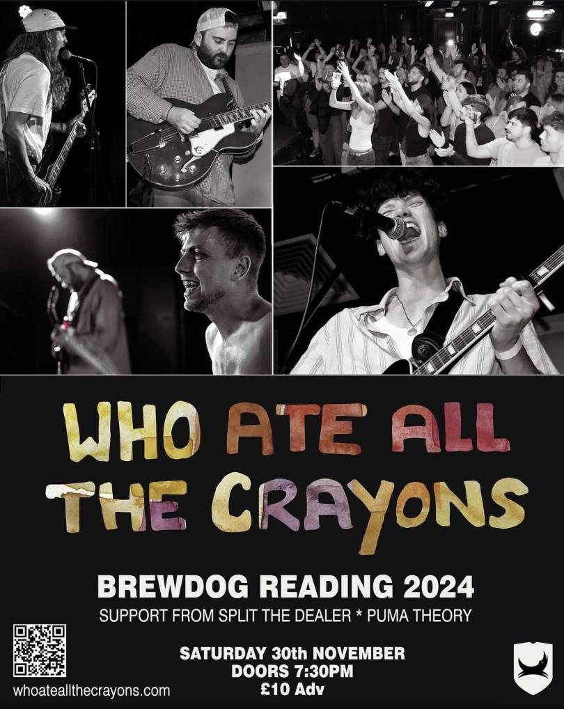Poster for the gig, with images of the band performing.