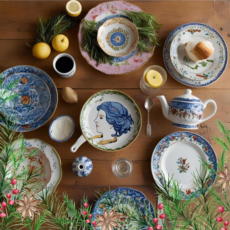 Colourful afternoon tea ceramics