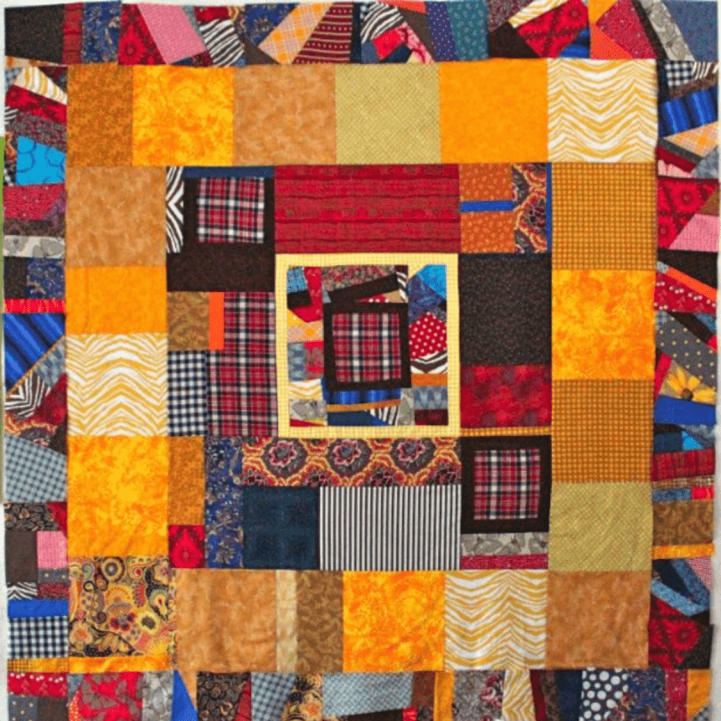 Quilt made with different colour fabrics