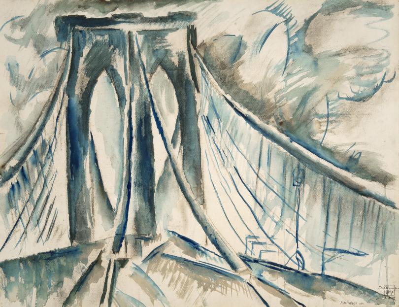 Painting of the Brooklyn Suspension Bridge bt Weber