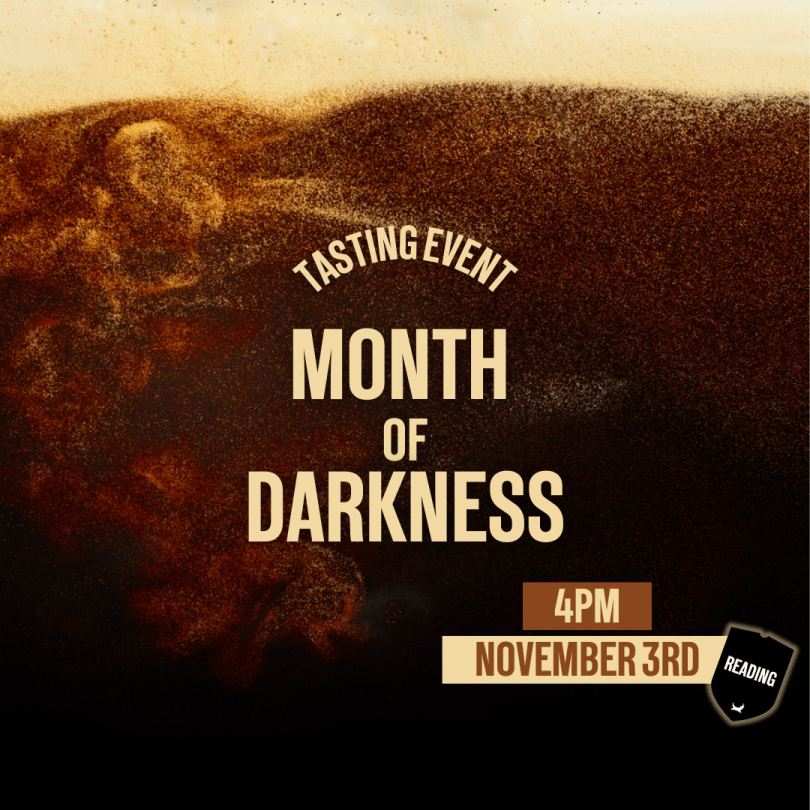 A close up of a dark beer settling with details of the event.