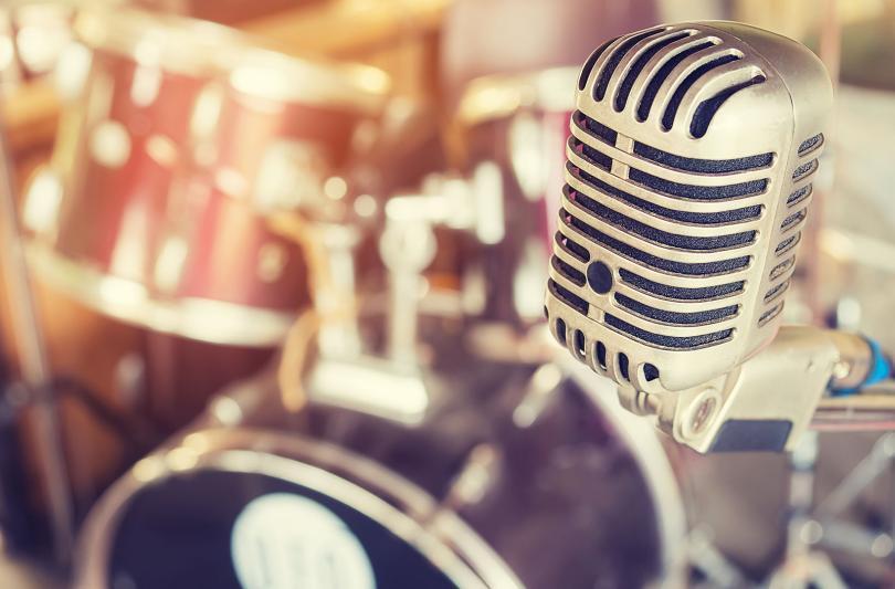 Stock Image of drum kit and mic
