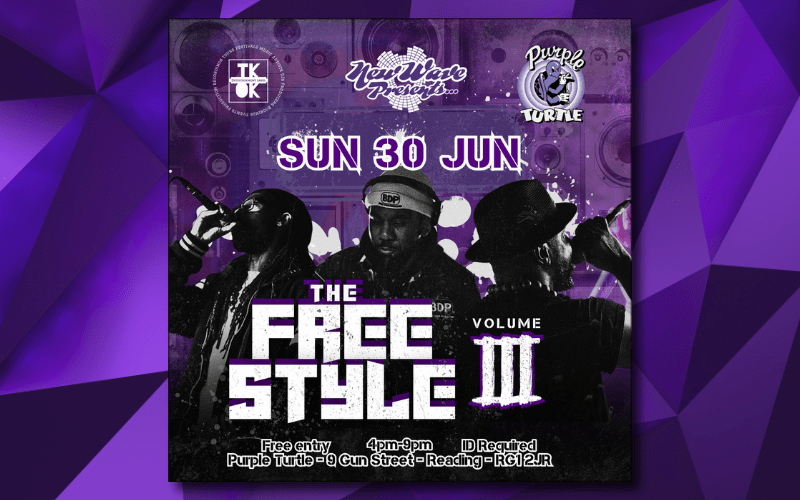 THE FREESTYLE IS BACK Vol.3 JUNE 30TH  #TheFreestyleVol3  All artist and DJs welcome to rock out with us. DM for more information on how to join in the freestlye.  New Wave Collective UK & T.K.O.K Entertainment PRESENTS @newwavecollectiveuk  "The Freestyle" at @purpleturtlereading   Hosted by #KPrymeTheJaeger LIVE artist showcase and good vibes.  4pm to 9pm FREE ENTRY [All ages till 6pm] Location The Purple Turtle In #ReadingUK  Music for the night: #HipHop #RnB & #Afrobeats   MORE TO ANNOUNCE Stay tuned...