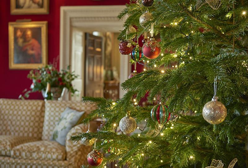 A Christmas tree inside Basildon Park