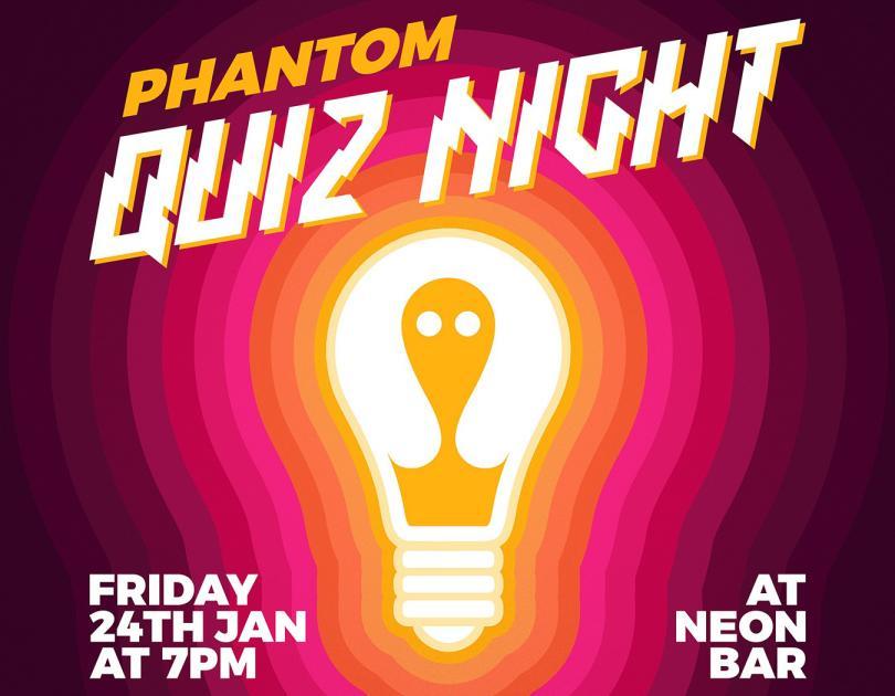 Phantom Quiz Night logo with a lightbulb graphic