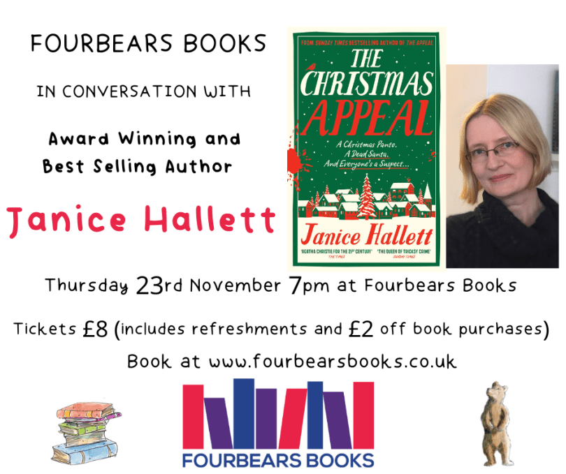 Picture of The Christmas Appeal and Janice Hallett. Thursday 23rd November 7pm Fourbears Books