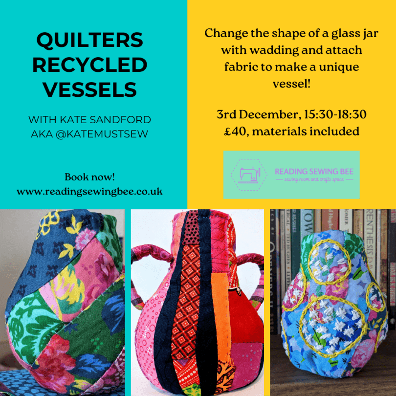 Three quilted vessels and information on the course