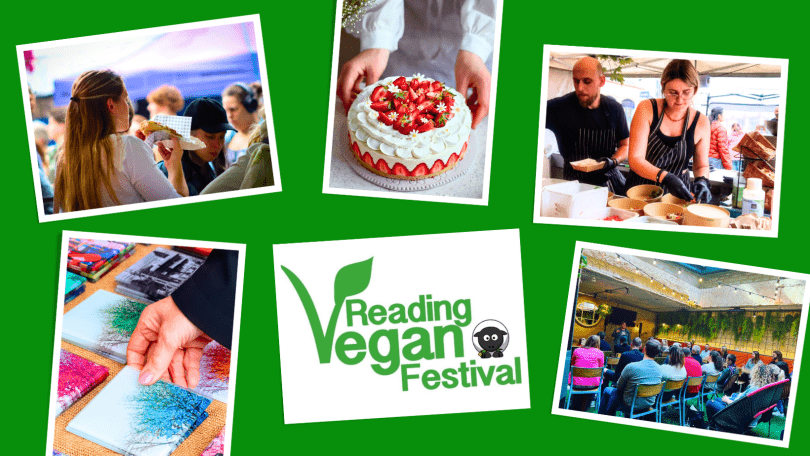 Montage of photos and the Reading Vegan Festival logo