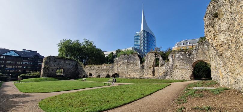 Reading Abbey with The Shard in the distance