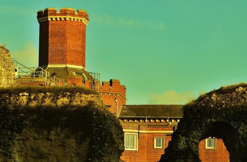 Reading Gaol taken from the Abbey ruins