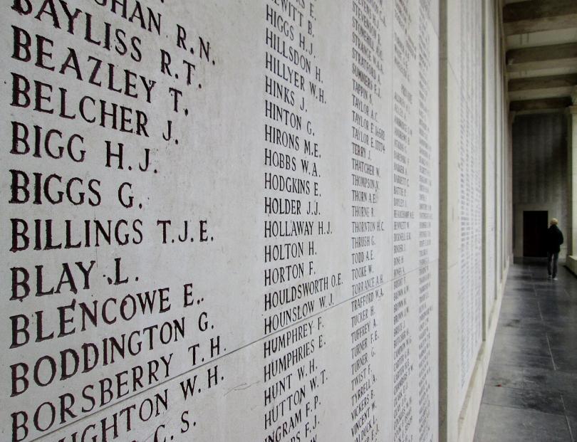 Names of the missing on the Menin Gate in Ypres