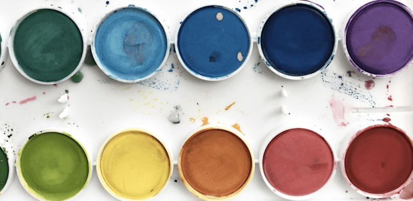 brightly coloured paint pallet 