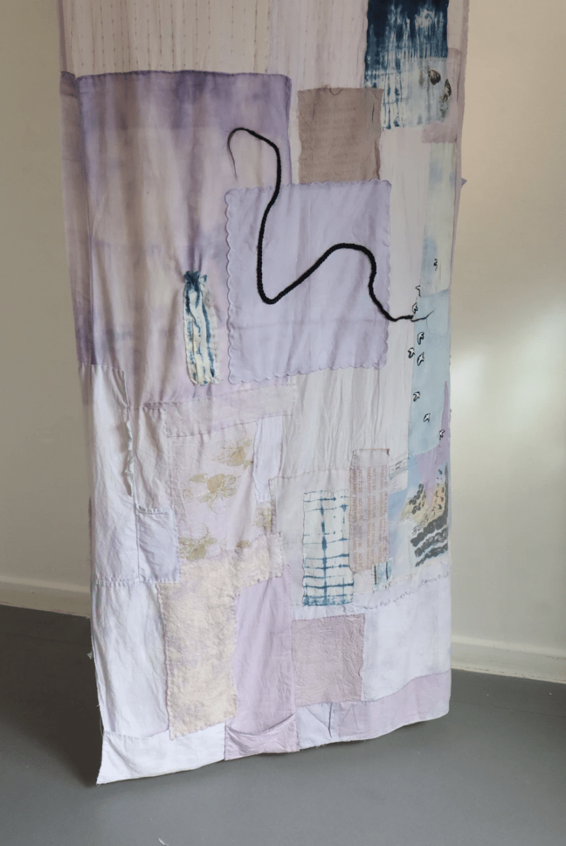 hanging fabric collage