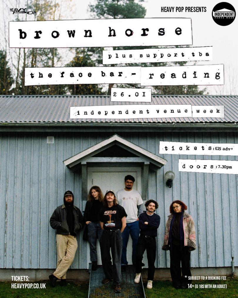 Brown horse band pic with venue details on